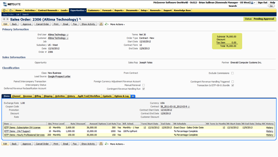 NetSuite Order and Billing Management